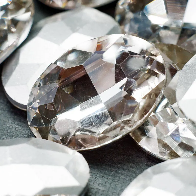кабошон стекло кристалл, овальный, цвет crystal, 25х18 мм