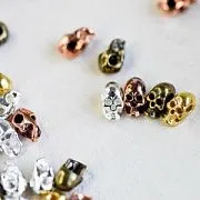 Бусина, металл "Череп", цветовой микс, 8.5x4.5x5.5 мм