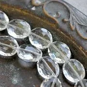 Бусина, стекло овальная, граненая, цвет прозрачный, 16x13x7 мм