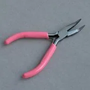 Инструмент, тонкогубцы-утконосы (без насечки), розовые ручки, 12x7.2x0.9 см