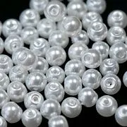 Бусина, имитация жемчуга, стекло 5, цвет белый, 5 мм (уп 40+/-5 шт)