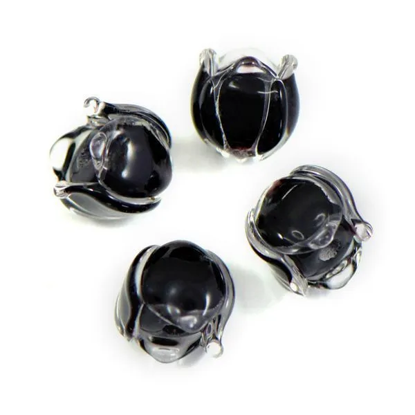 бусина, мурано "ландыш", черный, 7х7 мм