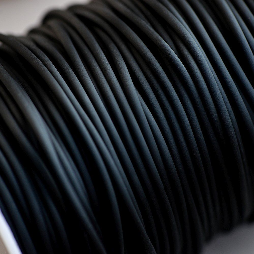 шнур резиновый, с отверстием, цвет черный, 2 мм