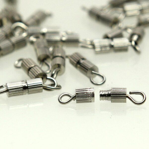 Замочки замочек винт-бочонок, цвет платина, 8х3 мм