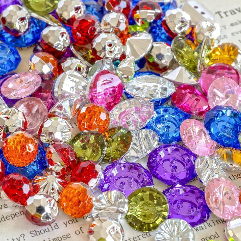 бусина-пуговица "грани", акрил, цветовой и размерный микс