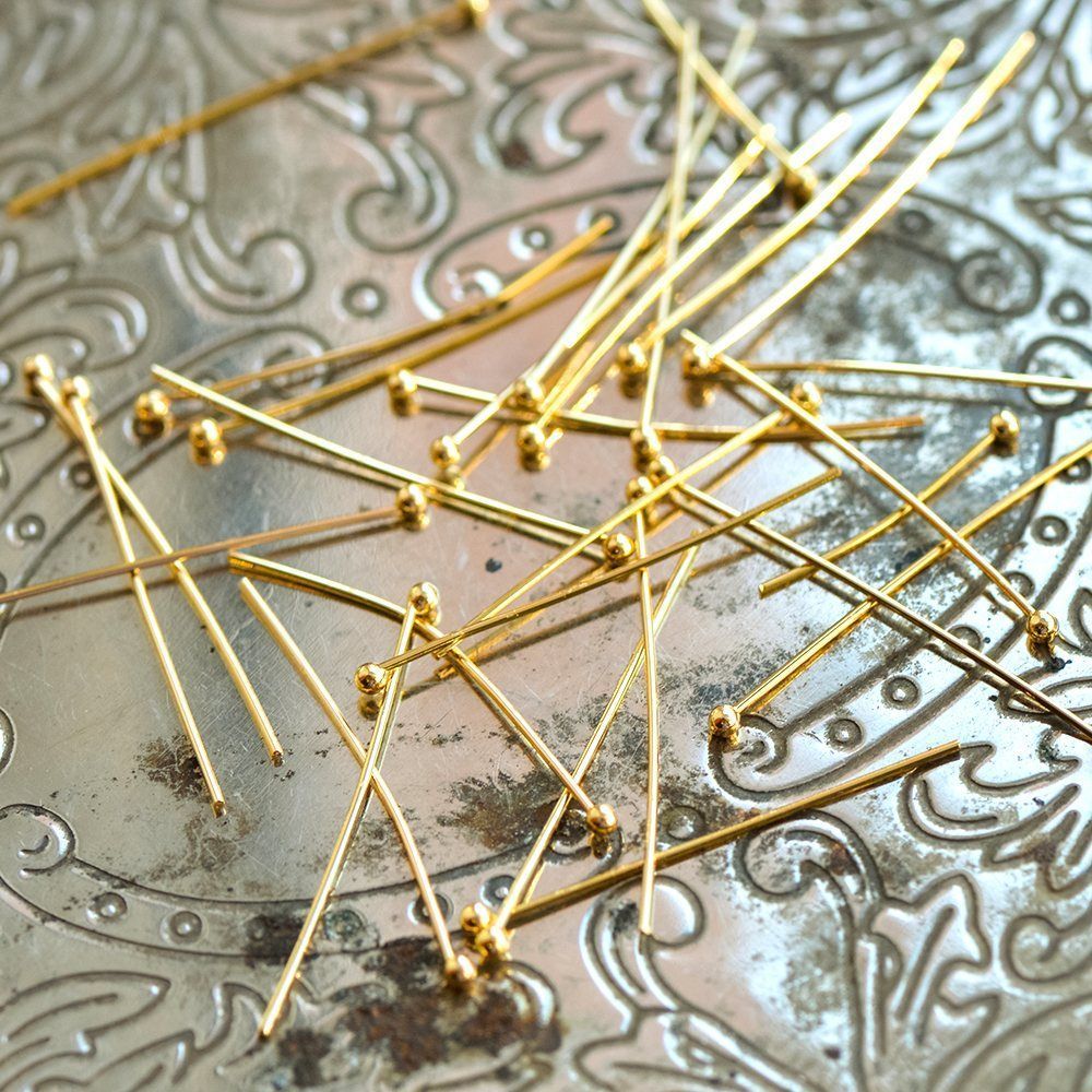 пины с шариком, позолота, 30x0.8 мм