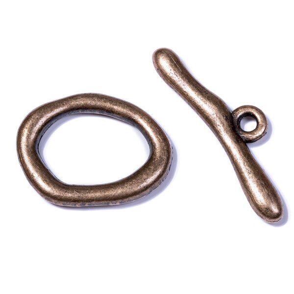 Замочки тоггл "обруч", цвет красная медь, 21х16х3 мм