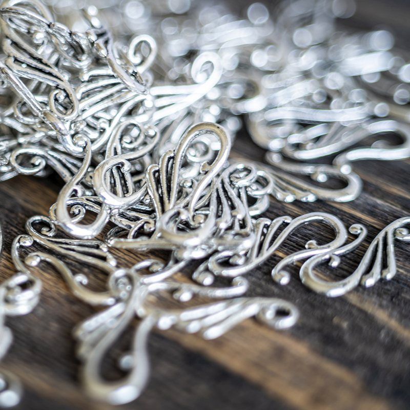 Замочки тоггл "скролл", цвет античное серебро, 25x12x16 мм