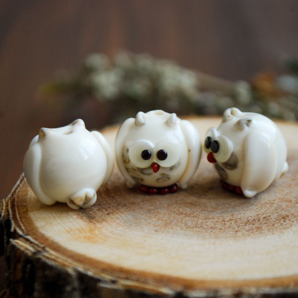 бусина, мурано "совушки бижу", фигурная,15х17 мм