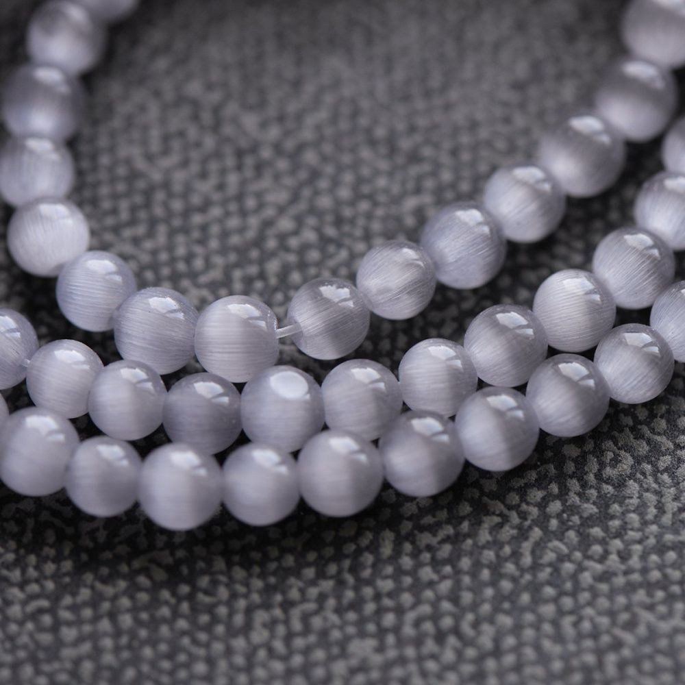 бусина "кошачий глаз", стекло, цвет серо-сиреневый, 5 мм