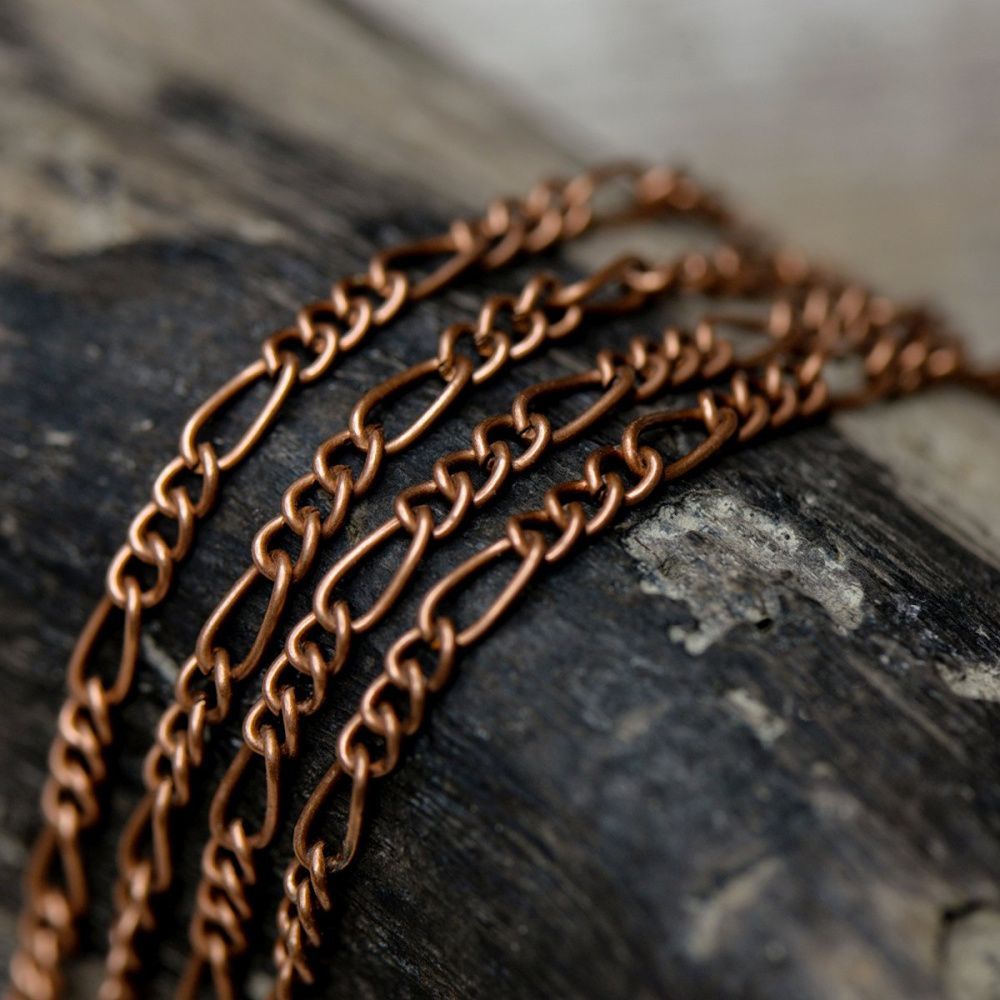 цепочка "фигаро", цвет красная медь, звено 3.5x0.8 мм