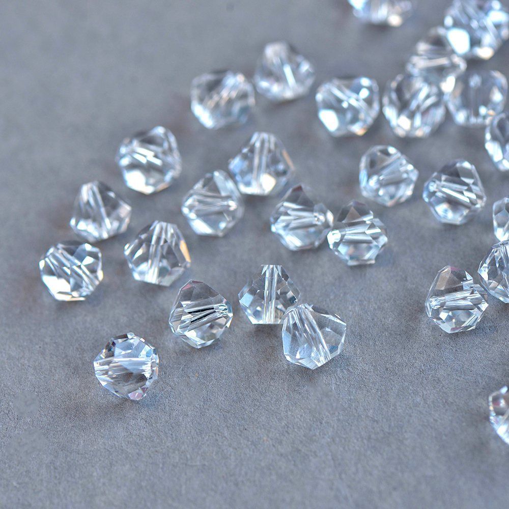 бусина, стекло "яблоко" 9, граненая, цвет прозрачный, 9х9 мм