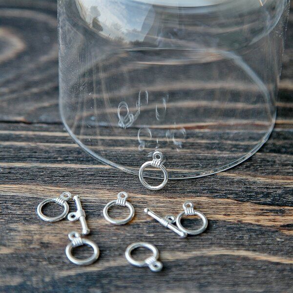 Замочки тоггл "колечко", цвет серебро, 11х15 мм - 20х2.5х2 мм