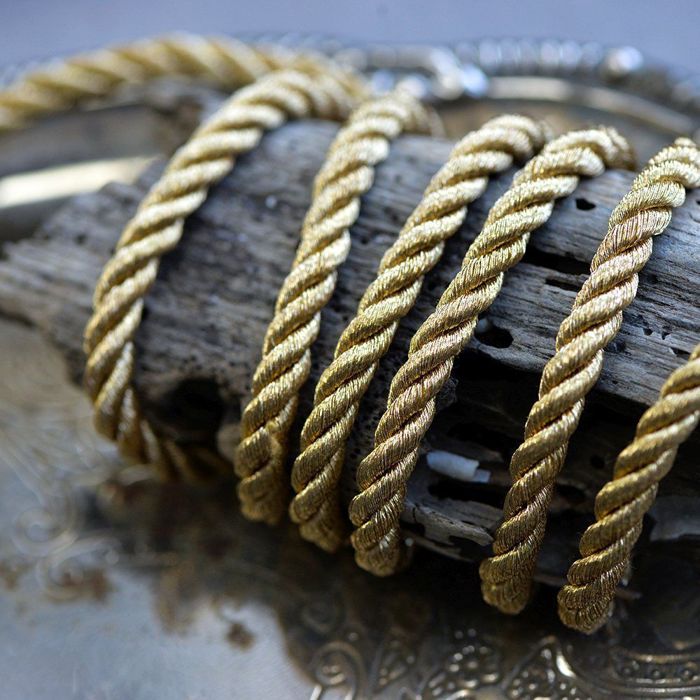 шнур витой из нейлона, цвет золото бледное, 5 мм