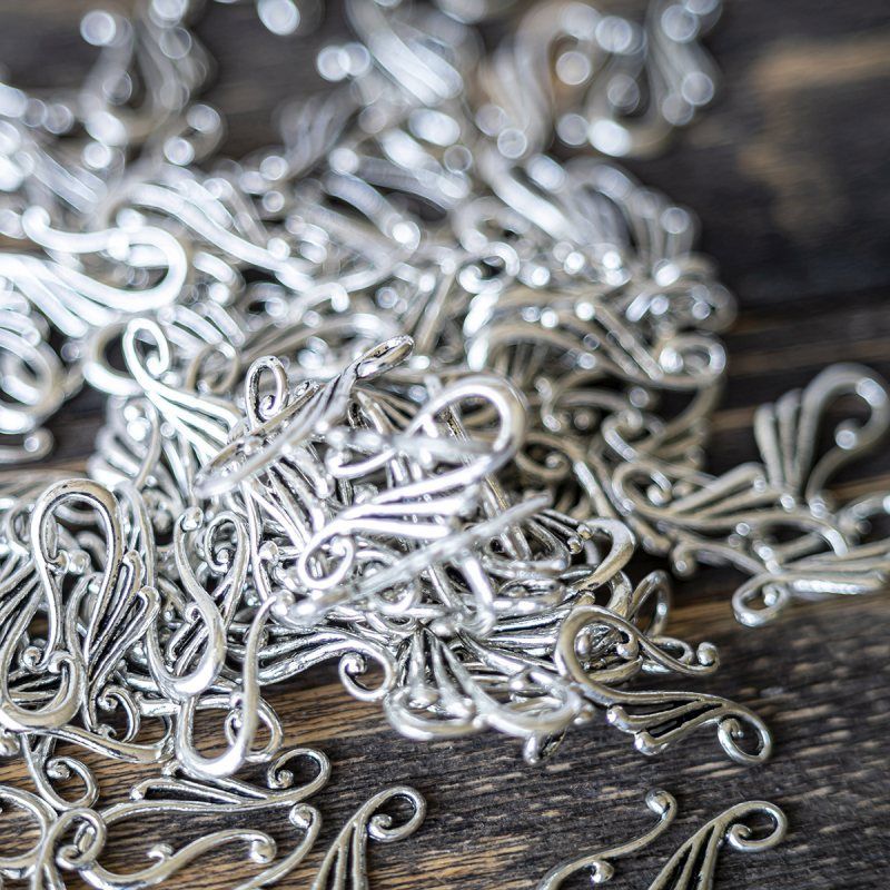 Замочки тоггл "скролл", цвет античное серебро, 25x12x16 мм