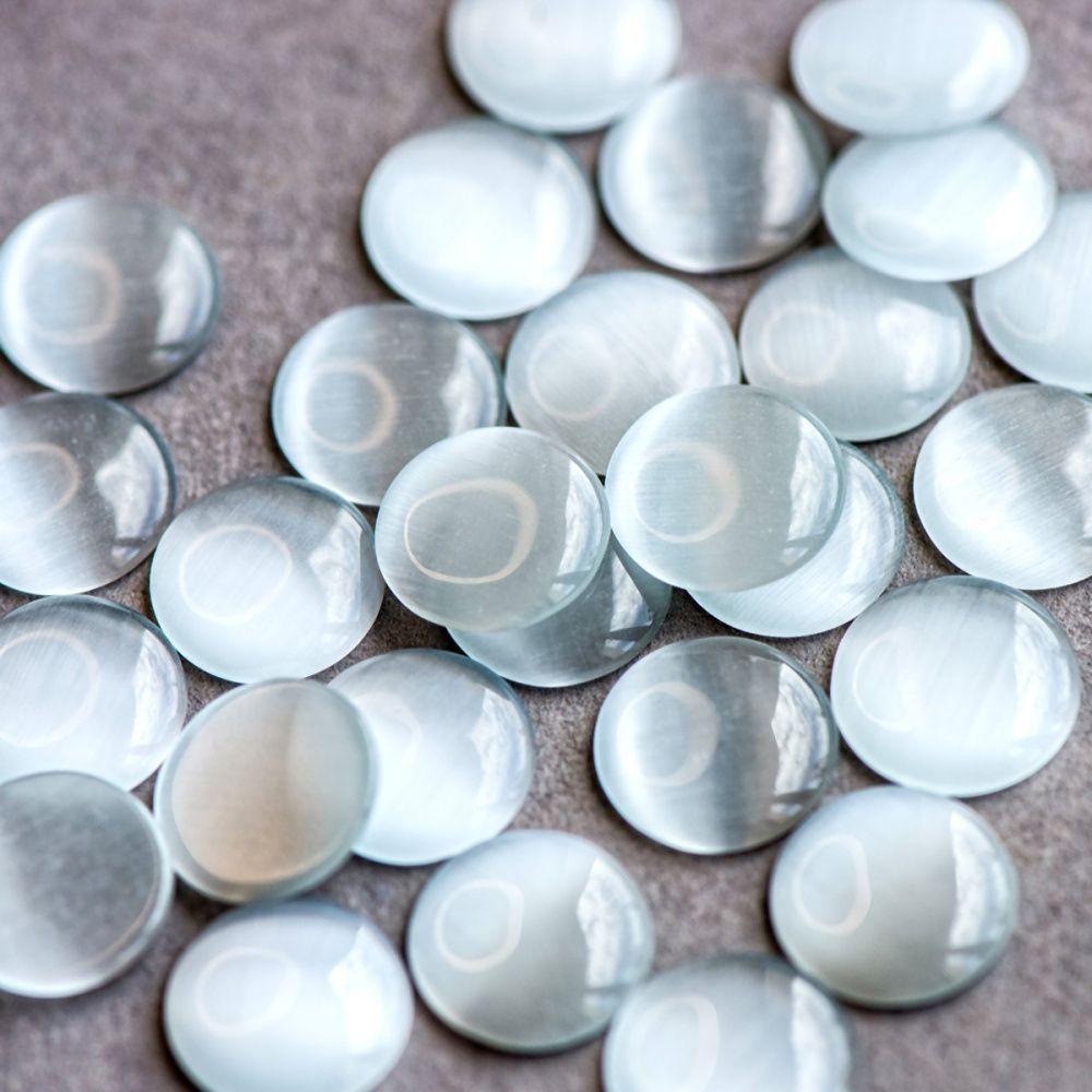 кабошон "кошачий глаз", стекло, цветовой микс, 14х3 мм