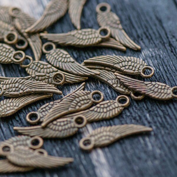 подвеска металлическая "крылышко", цвет античная бронза, 16х5х1 мм