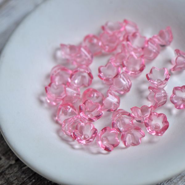 бусина, акрил "ландыш", цвет розовый прозрачный, 10х6 мм