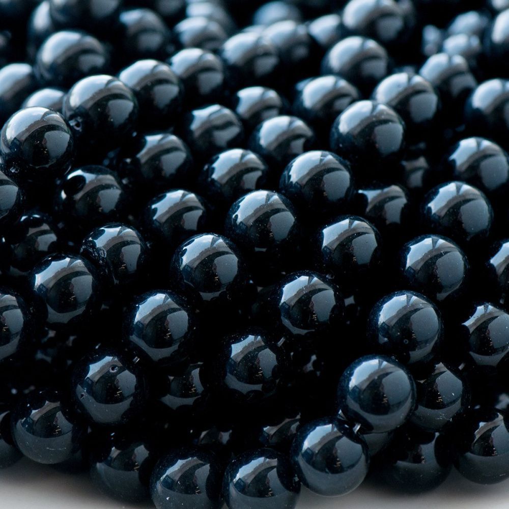 бусина, стекло 12, цвет черный, 12 мм