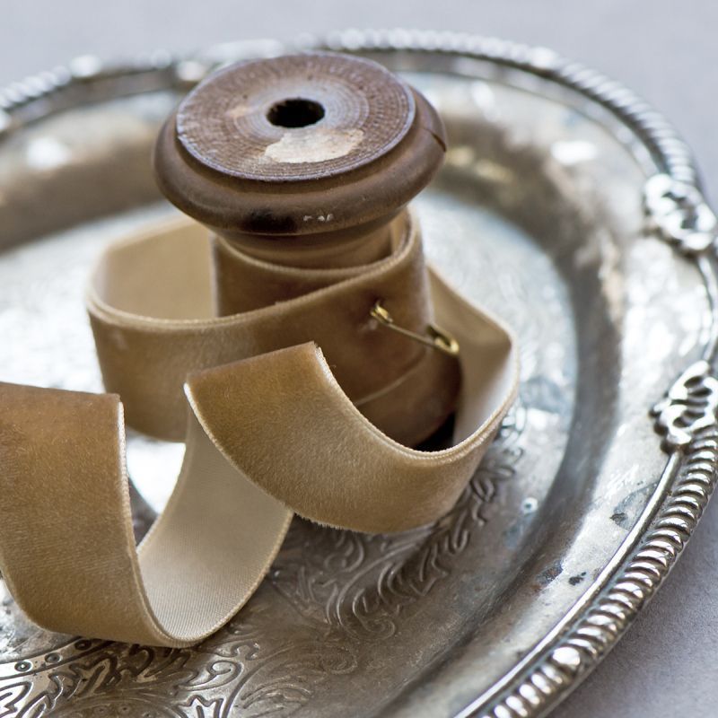 лента, бархат, цвет темно-песочный, ширина 19 мм ленты