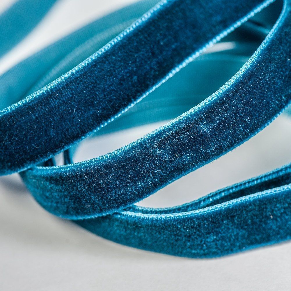 лента, бархат, цвет бирюзовый, ширина 12.7 мм ленты