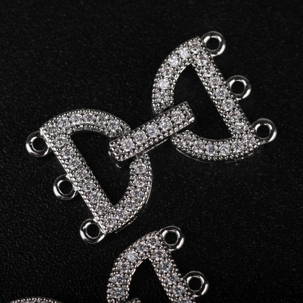 замок для украшений "арко", покрытие платина/циркон, 24 мм