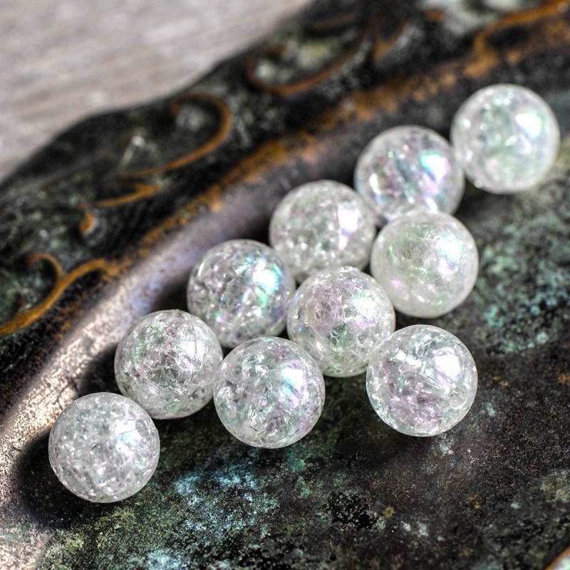 бусина, акрил "кракле", цвет прозрачный ав, 14 мм