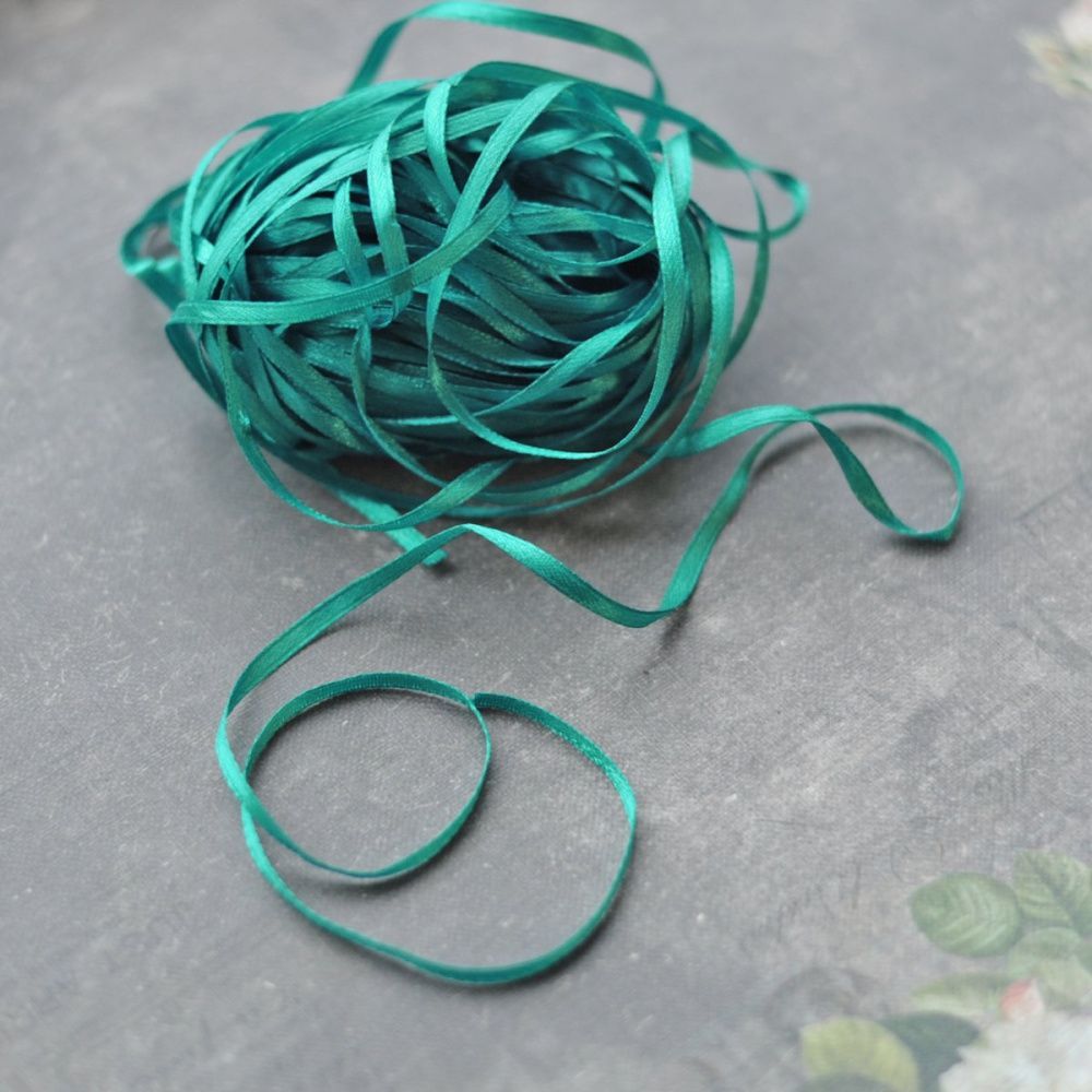 лента, атлас, цвет бирюзовый, ширина 3 мм ленты