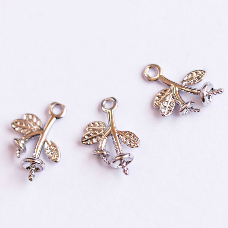 бейл-подвес "веточка", цвет платина, 11x9.5x3.5 мм