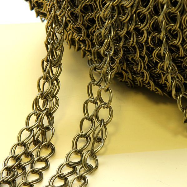 цепочка "дабл", цвет античная бронза, звено 8х6.8 мм