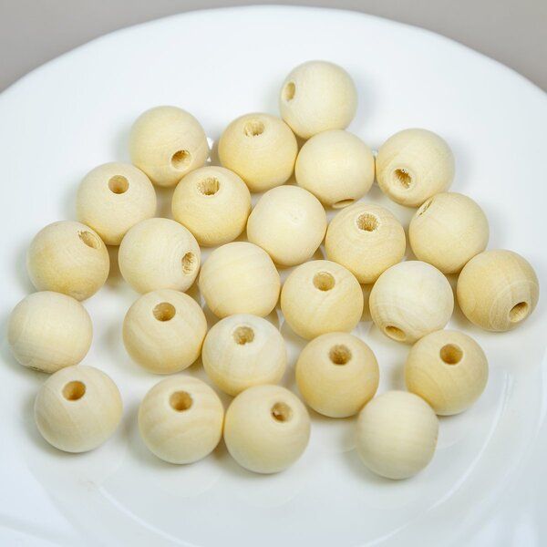 бусина дерево 16, для обвязки, цвет натуральный, 16 мм