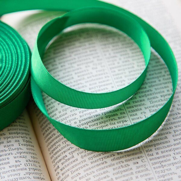 лента репсовая, цвет зеленый, ширина 20 мм ленты