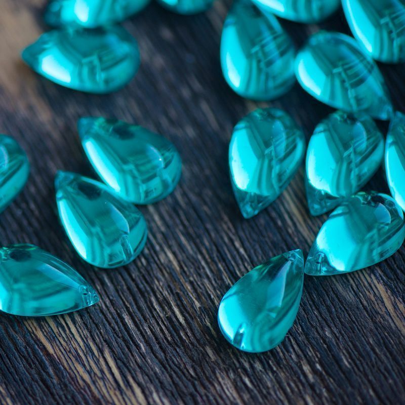 стразы пришивные "капля", акрил, цвет аквамарин, 15х9х6 мм