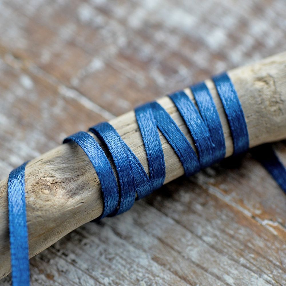 лента, атлас, цвет королевский синий, ширина 3 мм ленты