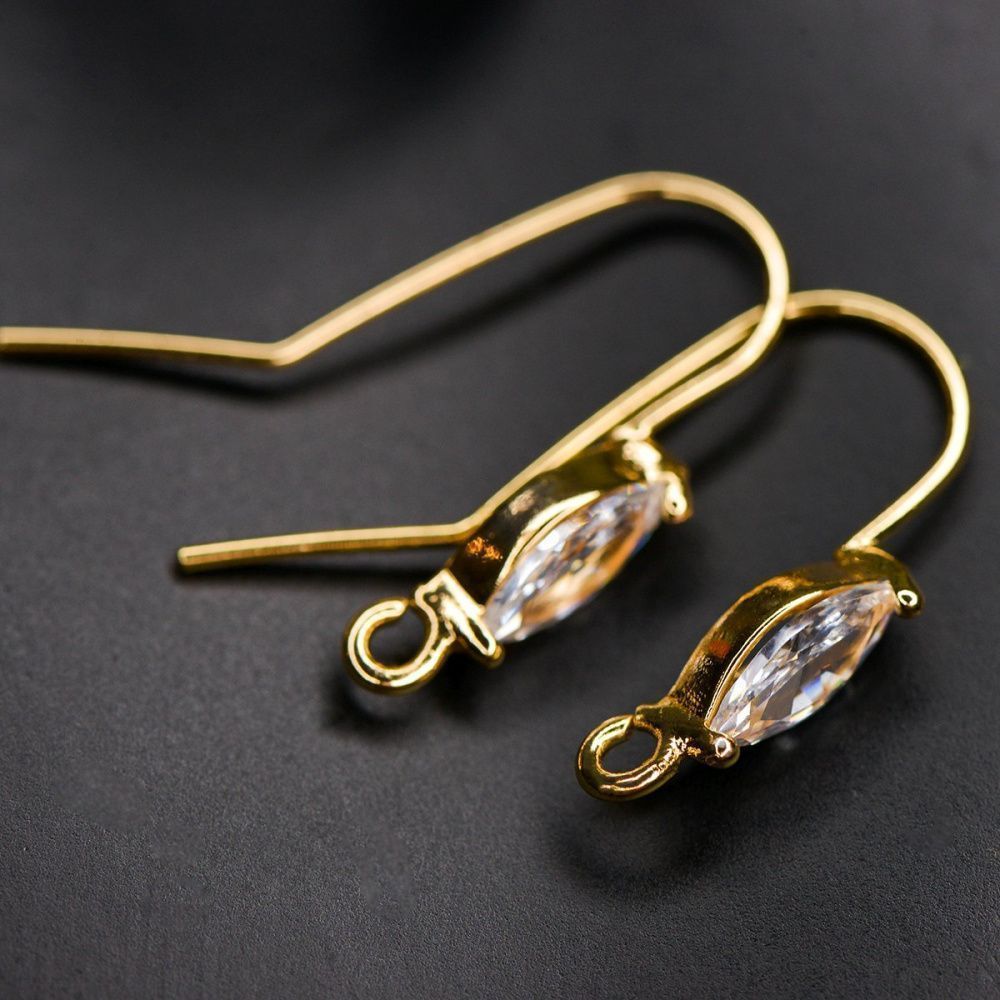 швензы "оливия", с цирконием, позолоченные, 18x4 мм 