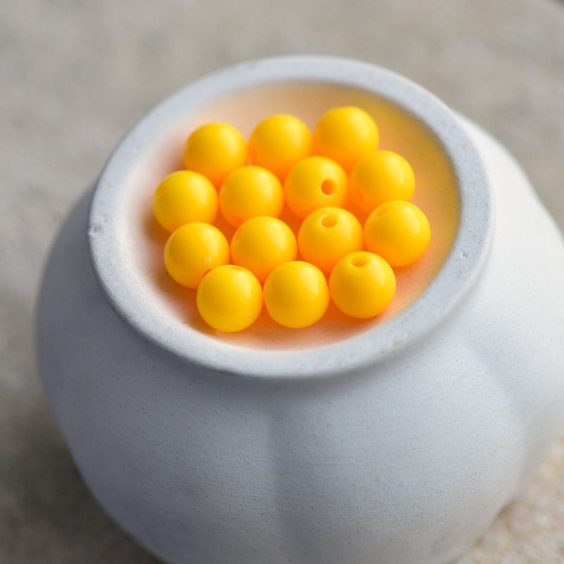 бусина, акрил 8, цвет желтый желтковый, 8 мм