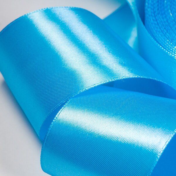 лента, атлас, цвет голубой, ширина 50 мм ленты