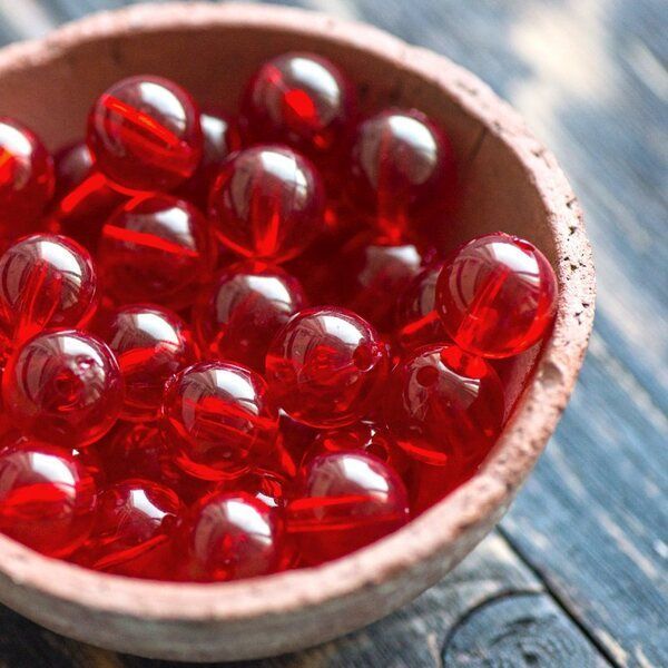 бусина, акрил 16, цвет красный, 16.5x15.5 мм