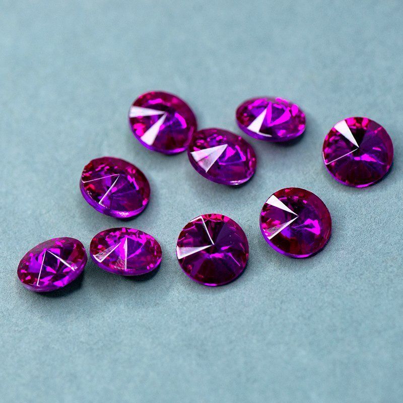 кабошон стекло риволи, цвет rose, 12 мм