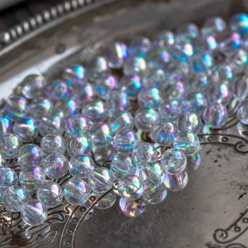 бусина, акрил 8, цвет прозрачный радужный, 8 мм