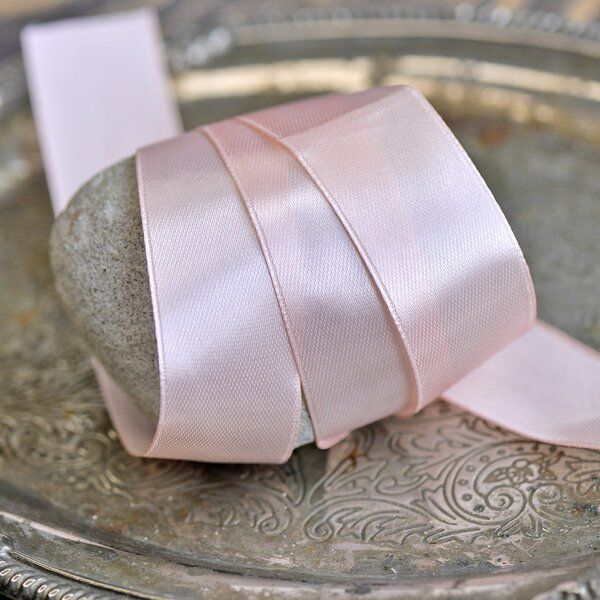 лента, атлас, цвет розовый бледный, ширина 25 мм ленты