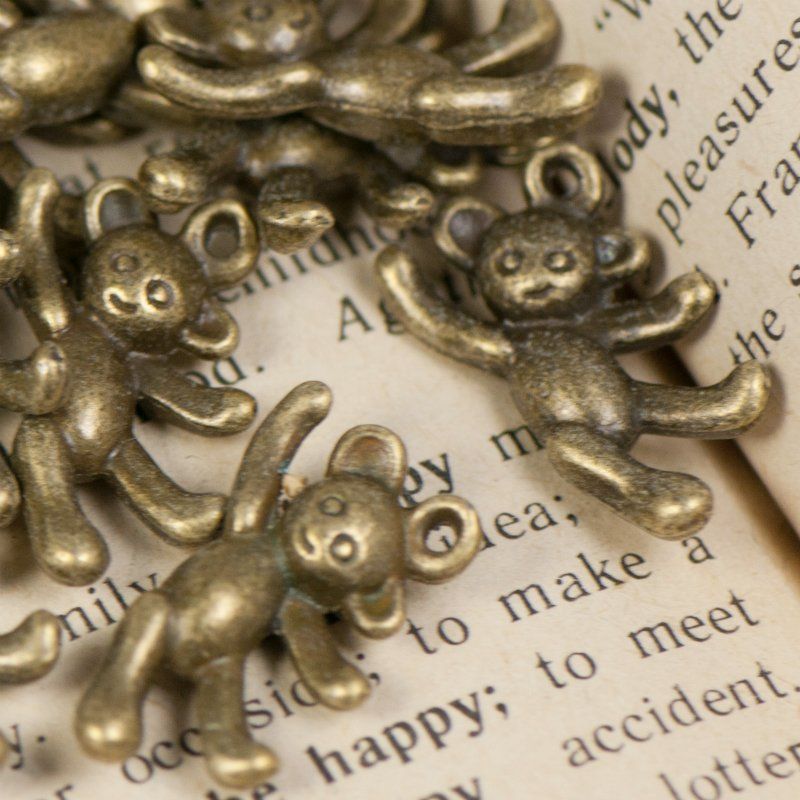 подвеска металлическая "мишутка", цвет античная бронза, 19x11x4.5 мм