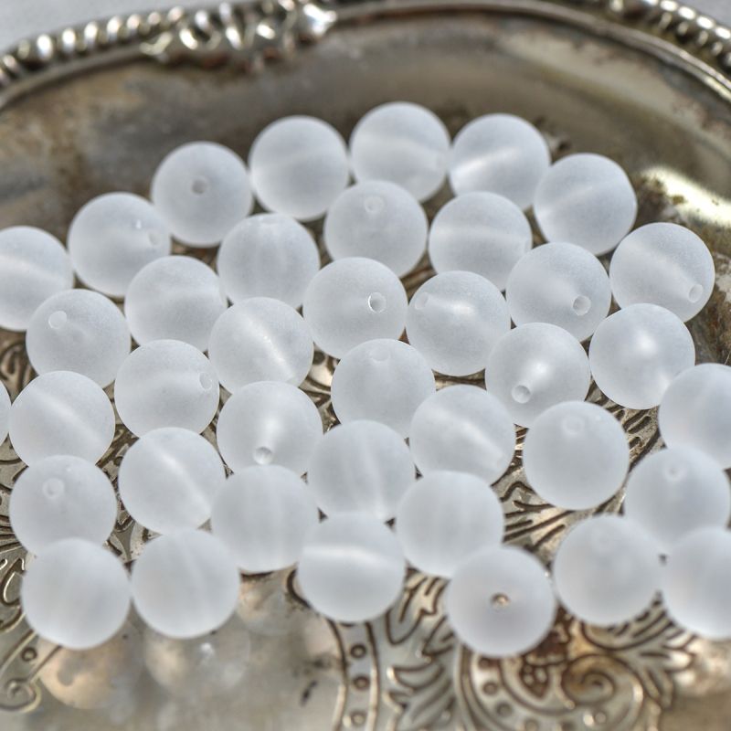 бусина, акрил 12, матовая, цвет прозрачный, 12 мм