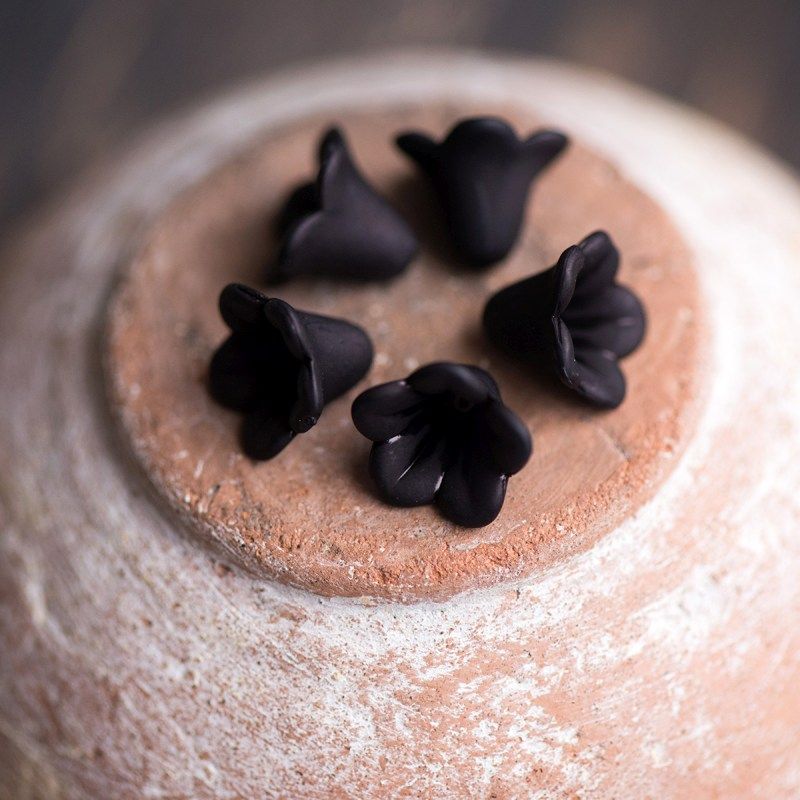 бусина, акрил "колокольчик", матовая, цвет черный, 14x10 мм