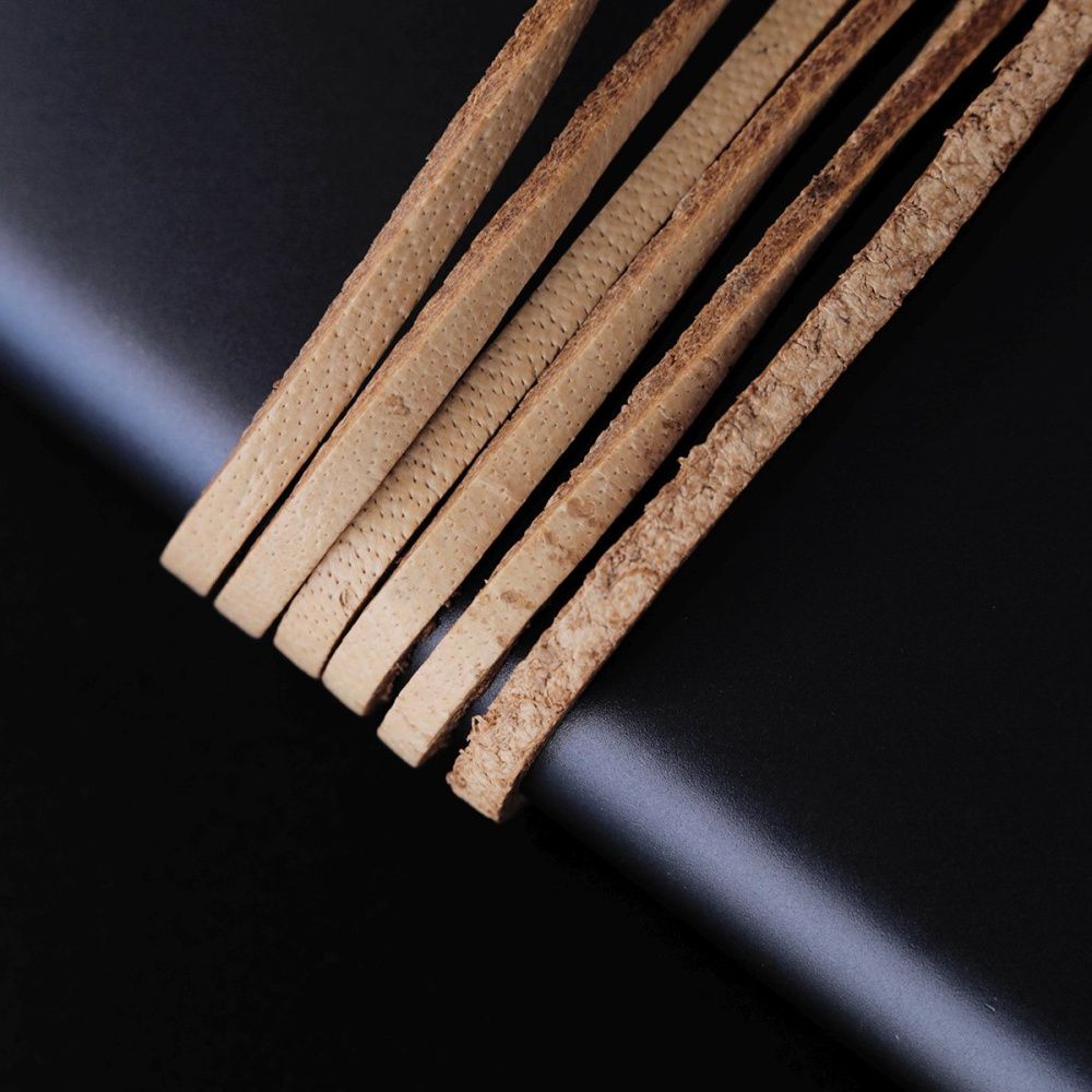 шнур кожаный, плоский, цвет бежевый, 3х2 мм