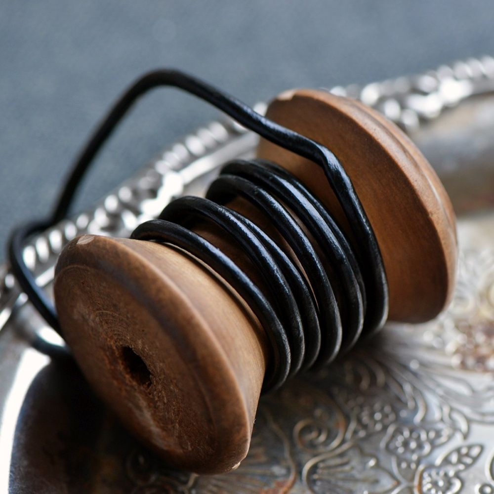 шнур кожаный, цвет черный, диаметр 3 мм