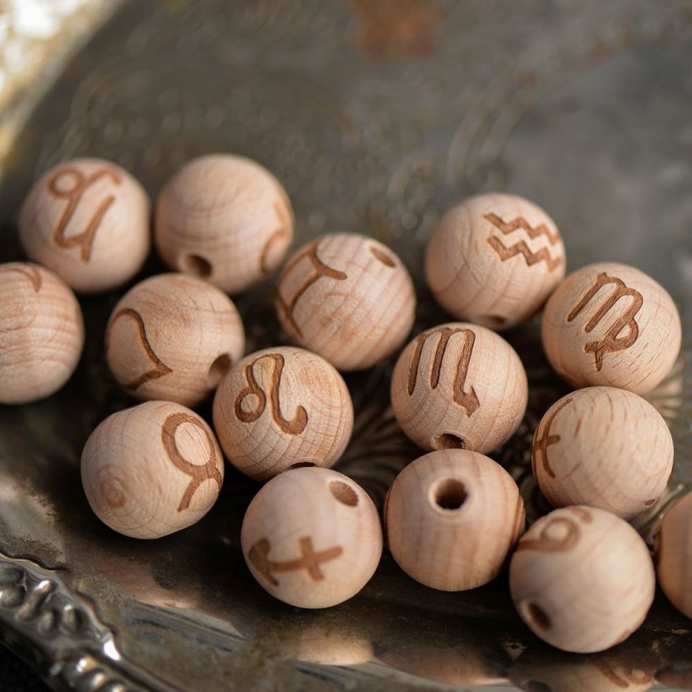 бусина дерево "знаки зодиака", цвет натуральный, 16х15 мм