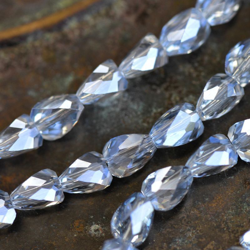 бусина "треугольник", стекло, цвет серо-голубой, 8x6x6 мм