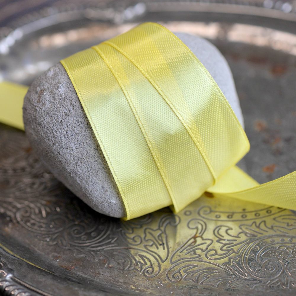 лента, атлас, цвет лимонный желтый, ширина 15 мм ленты