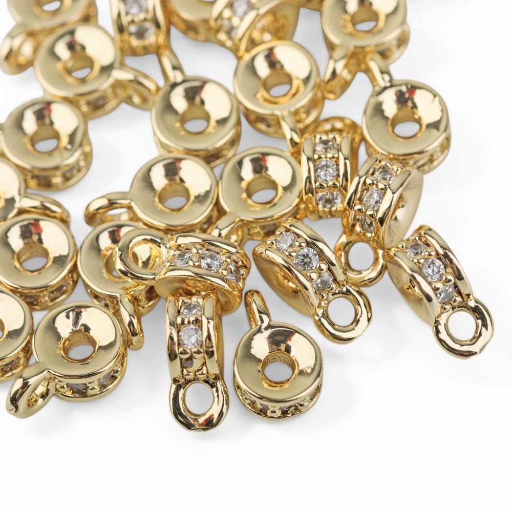 бейл "тори", позолота/цирконий, 6x4x3 мм